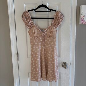 Urban Outfitters White Daisy Print Cap Sleeve Lined Mini Dress Size M